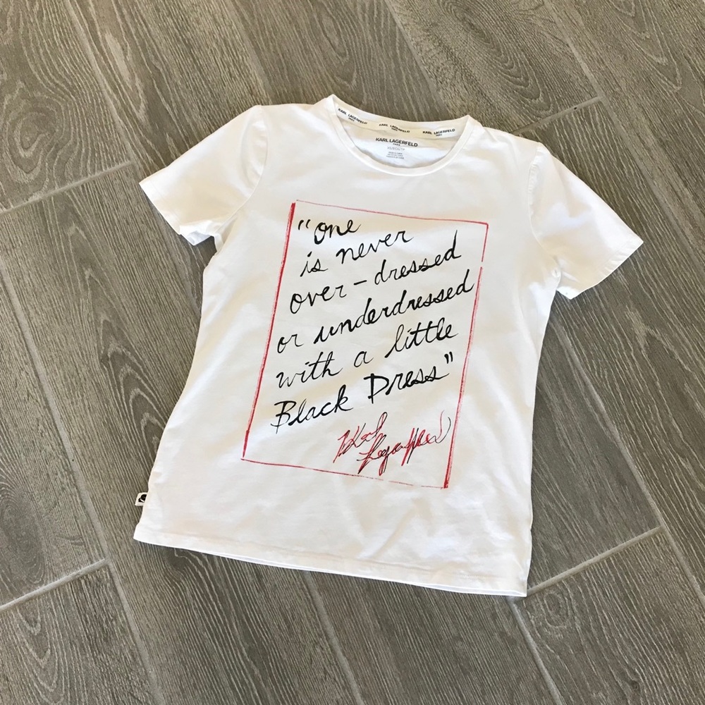 Karl Lagerfeld Quote Basic White Tee Size Xs - image 2